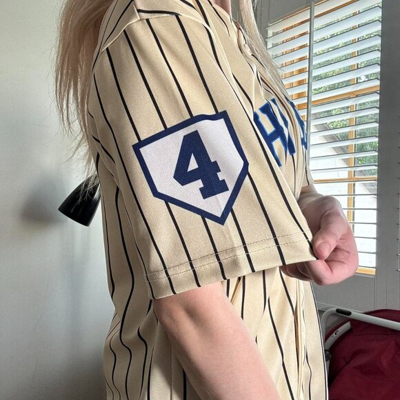 Phi Delt LiveLikeLou Cream Pinstripe Baseball Jersey - Size M - Picture 4 of 8